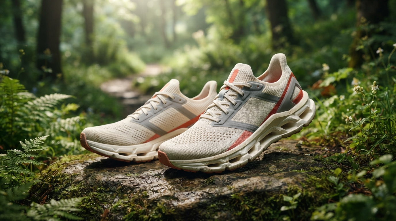 Close-up of advanced athletic shoes with superior arch support, designed for comfort and performance on various terrains.
